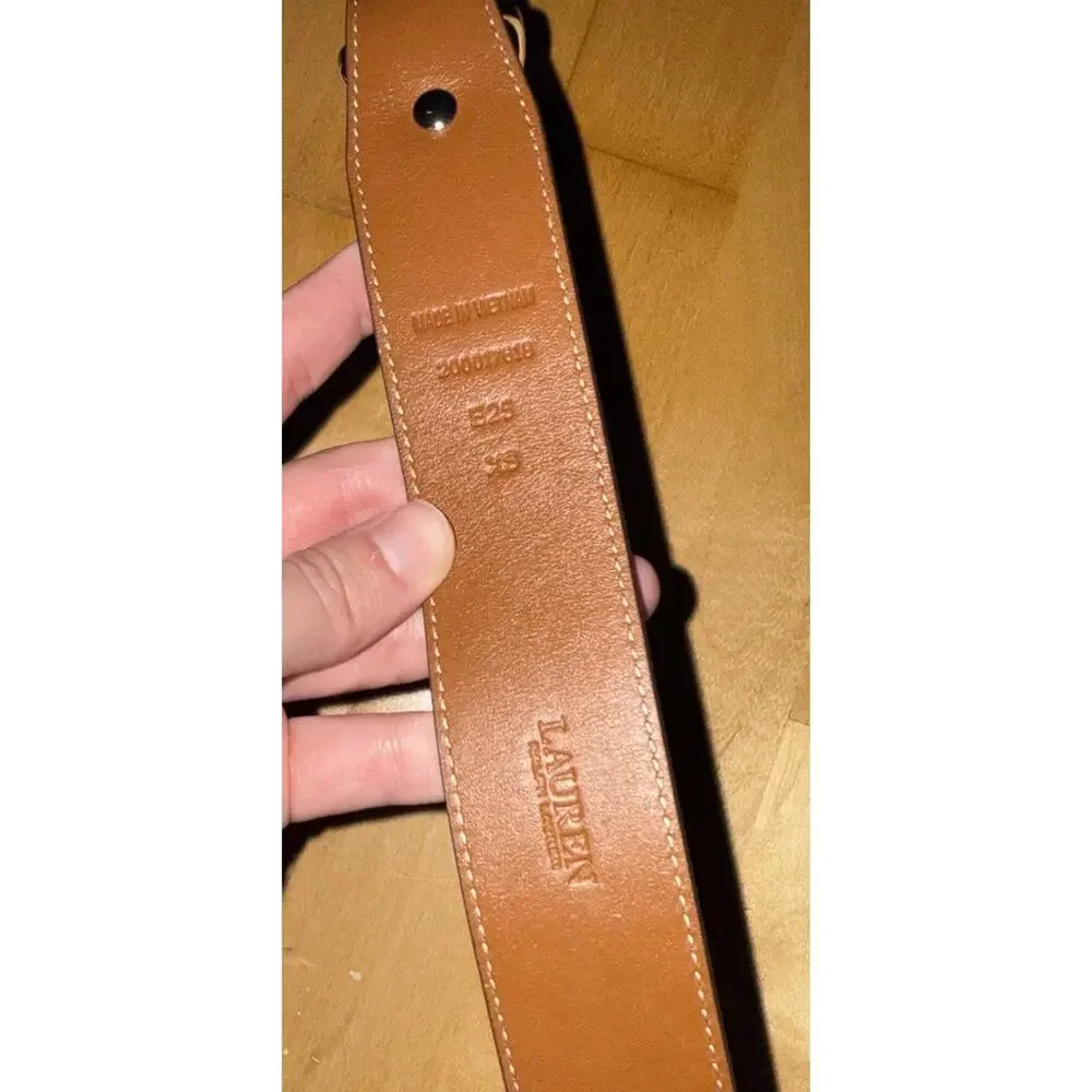 Lauren Ralph Lauren Equestrian D-Ring Leather Western Belt Brown Silver XS